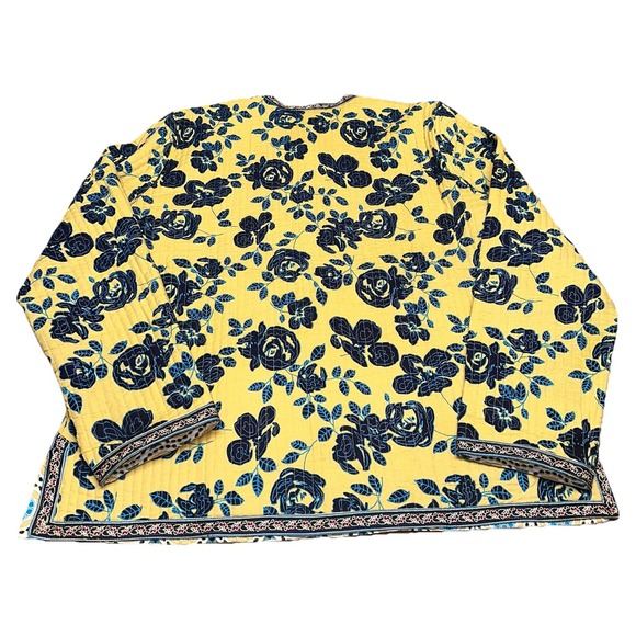 Appleseed's Reversible Quilted Yellow‎ Floral Geo Cotton Button Jacket Women's L - Picture 8 of 11